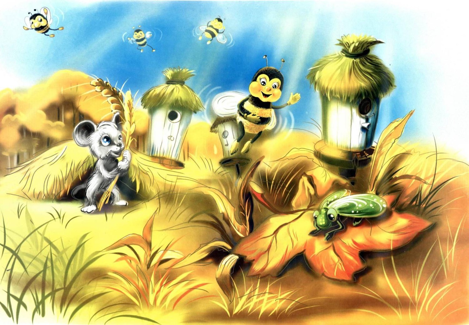 Пчела и муха ушинский сказка с иллюстрацией